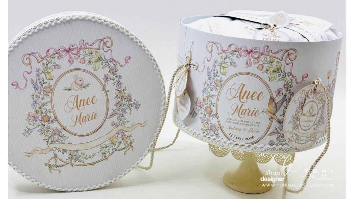 Set Prima Băiță cu Nașii după Botez Belle Époque Floral Garden 25